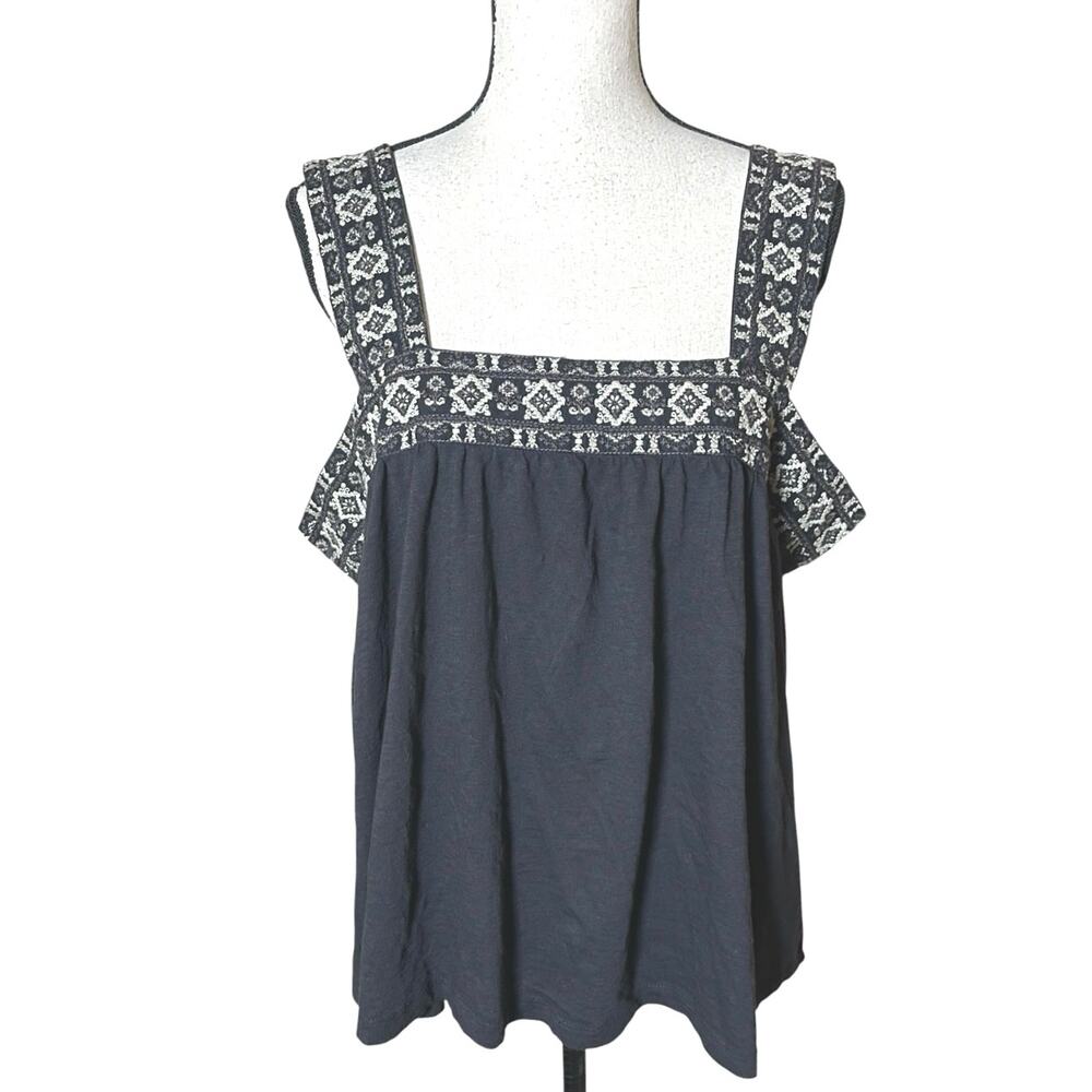 Lucky Brand Embroidered Square Neck Tank XXL Boho Folk Festival Cottagecore - Picture 4 of 11